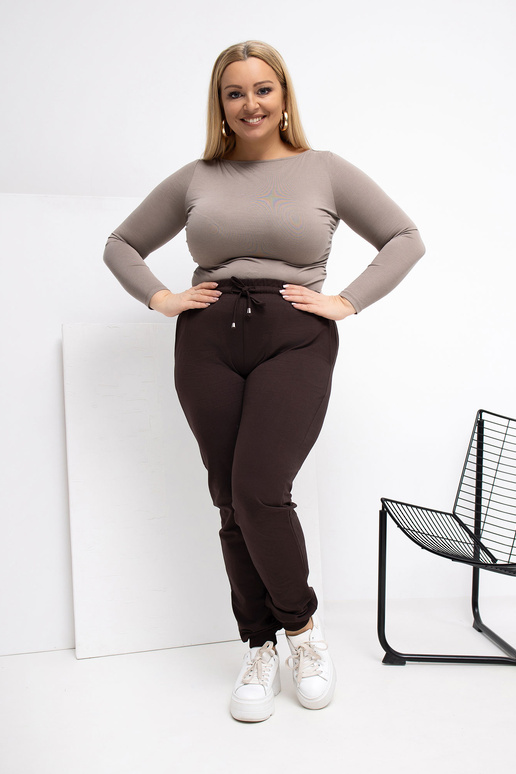 Tamsiai rudos sportinės kelnės