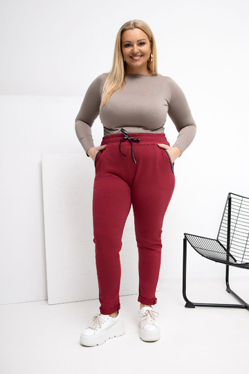 Bordo spalvos sportinės kelnės