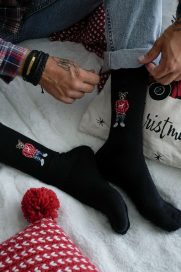 Vyriškos kojinės MeškiukaiOkularach Juodos spalvos