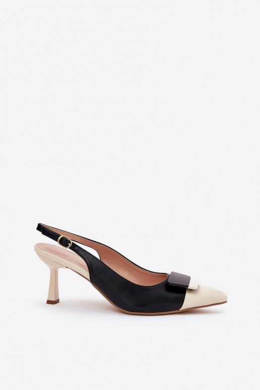 Elegantiško stiliaus aukštakulniai bateliai su ornamentais Eko   Juodos spalvos Ottoles