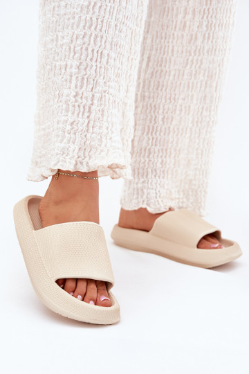  Lengvos šlepetės su masyviu padu smėlio spalvos Querceria 2