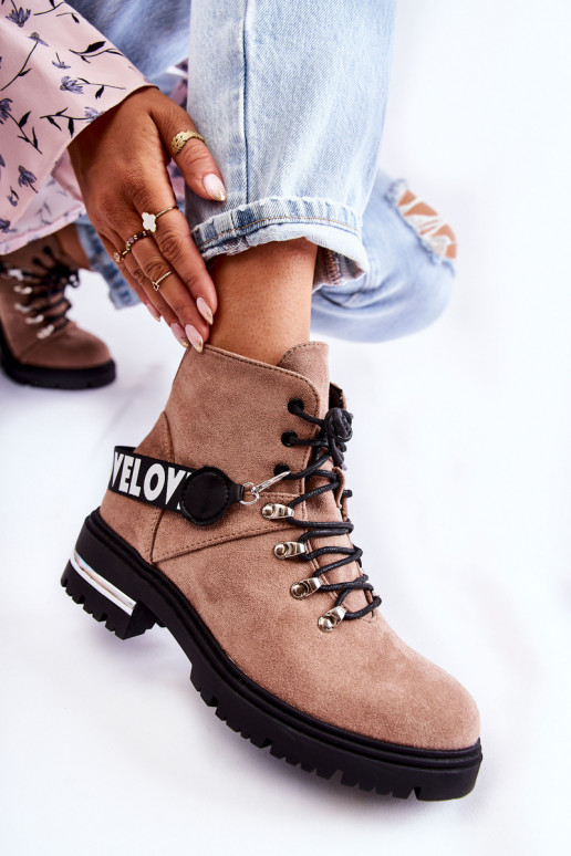 iš zomšos pašiltinti Aulinukai su dirželiais rudos spalvos Aurelio