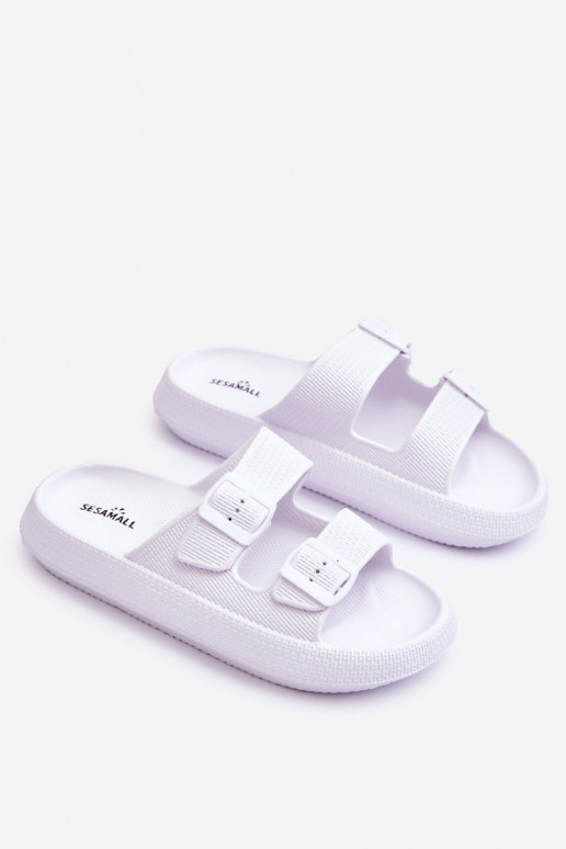 Lengvos šlepetės su juostelėmis baltos spalvos Sharmen