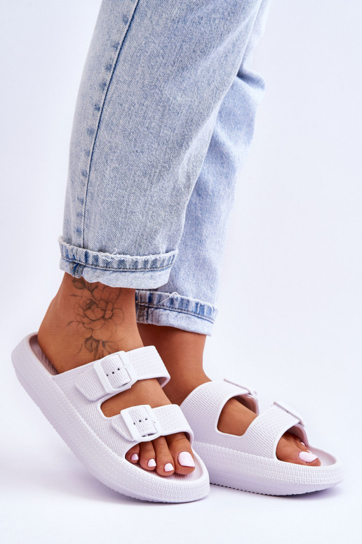 Lengvos šlepetės su juostelėmis baltos spalvos Sharmen