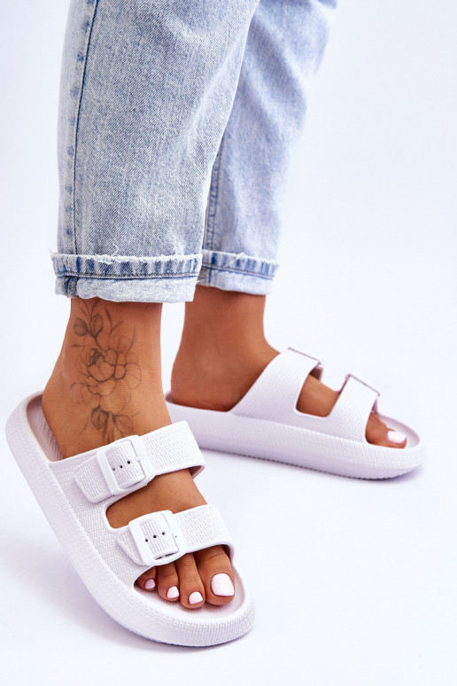 Lengvos šlepetės su juostelėmis baltos spalvos Sharmen