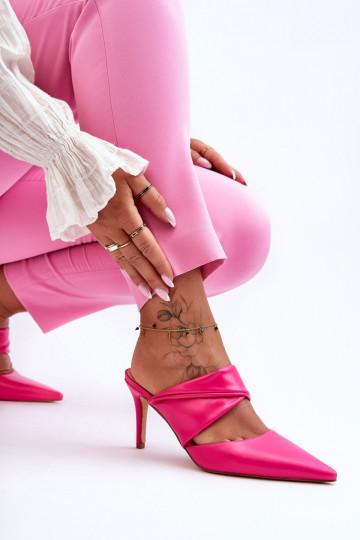 Šlepetės su plonais kulniukais rožinės spalvos Aveline 2