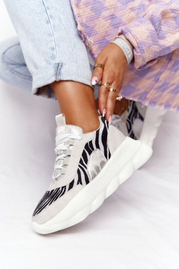  Sportinio stiliaus batai su platforma Lu Boo pilkos spalvos