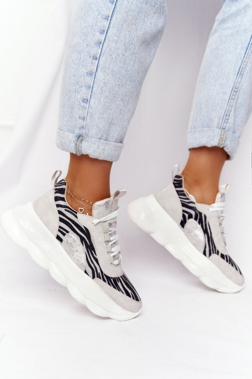  Sportinio stiliaus batai su platforma Lu Boo pilkos spalvos