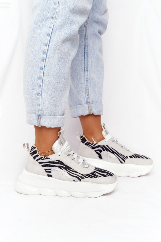  Sportinio stiliaus batai su platforma Lu Boo pilkos spalvos