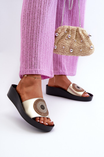 Šlepetės  su ornamentais S.Barski KV27-019 aukso spalvos 2