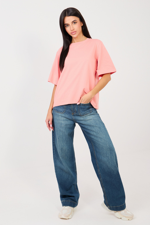 Marškinėliai su persikų spalvos raštu