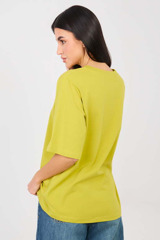 Marškinėliai su išpjova, laimo spalvos