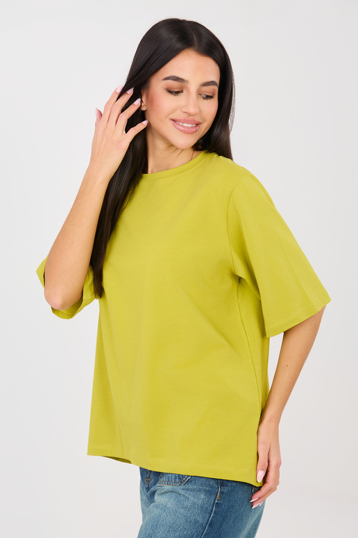 Marškinėliai su išpjova, laimo spalvos