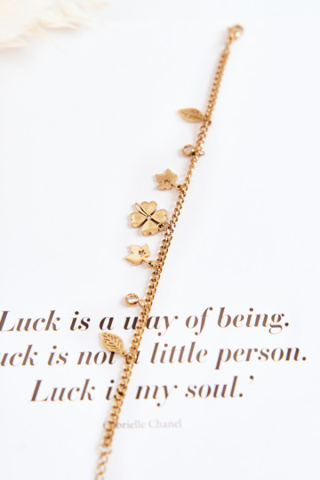  Apyrankė su dobilu  aukso spalvos