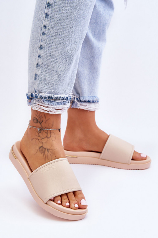  Šlepetės su platforma Big Star LL274933 smėlio spalvos