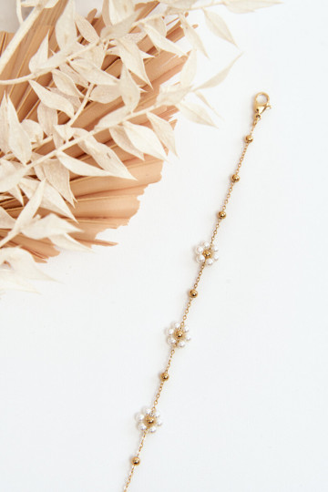  Apyrankė su baltomis gėlėmis aukso spalvos 2