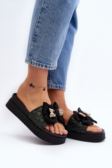  Šlepetės su kaspinais i m Juodos spalvos Katterina 2