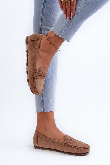 moteriški mokasinai iš eko zomšosowe Big Star NN274930 Memory Foam System smėlio spalvos 2