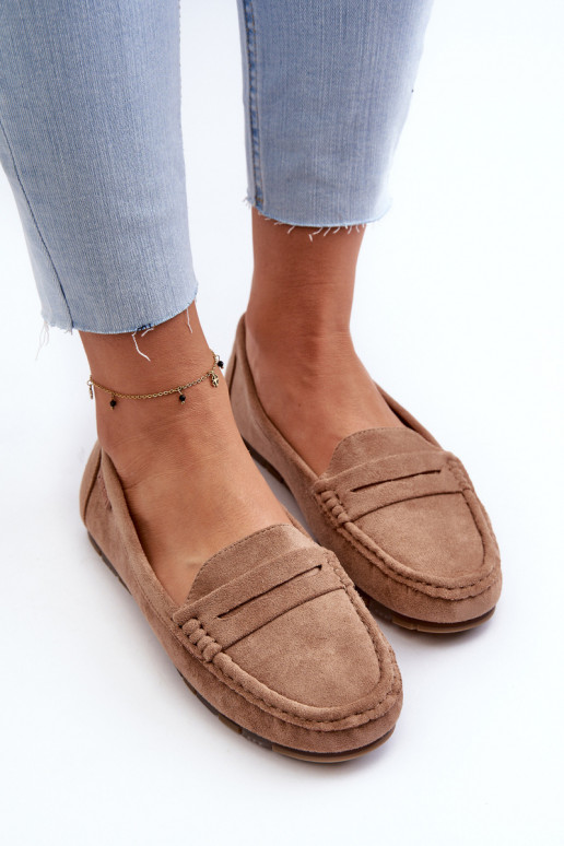 moteriški mokasinai iš eko zomšosowe Big Star NN274930 Memory Foam System smėlio spalvos