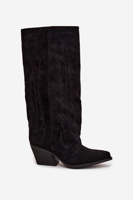 ilgaauliai batai kaubojiško stiliaus   Juodos spalvos Isalina