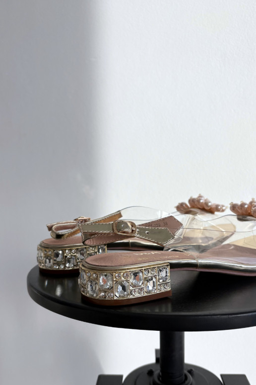  basutės žemu kulniuku  Detalami D&A MR52-229 aukso spalvos