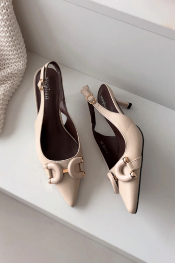 Moteriškos basutės su plonais kulniukais  Detalem dramblio kaulo spalvos Brienne