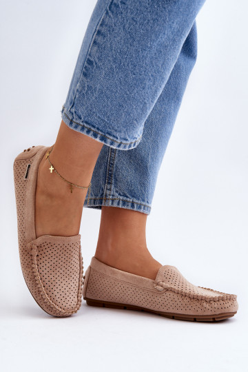  su aužūro elementais Mokasinai smėlio spalvos Rasirna