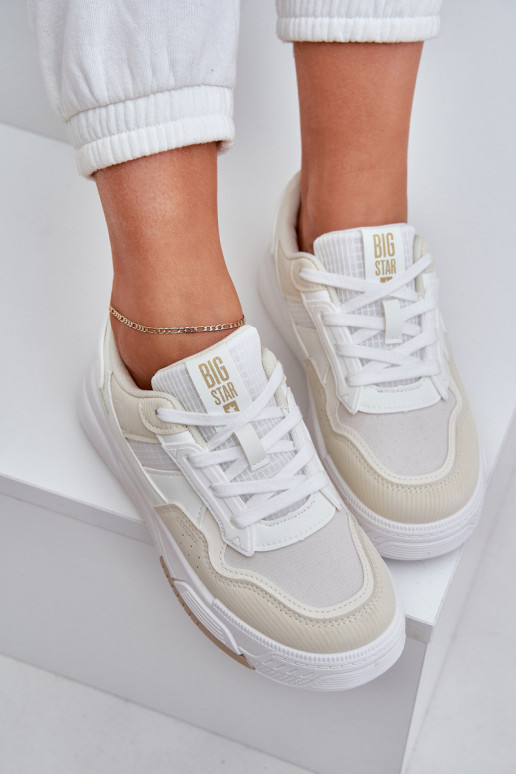 Sneakers modelio batai su platforma Big Star OO274A155 Baltos-smėlio spalvos