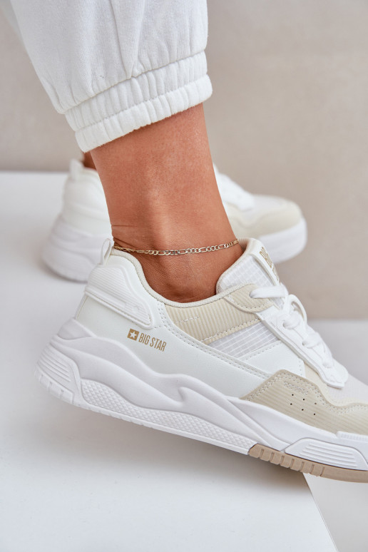 Sneakers modelio batai su platforma Big Star OO274A155 Baltos-smėlio spalvos