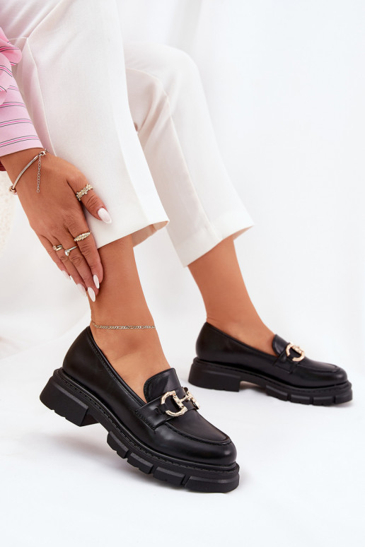 moteriški mokasinai Eko   Ze aukso spalvosm Detalem Juodos spalvos Ravalissea