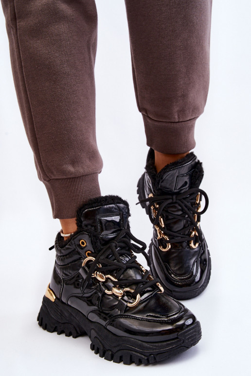  pašiltinti sportiniai bateliai batai su raišteliais Juodos spalvos Bastini