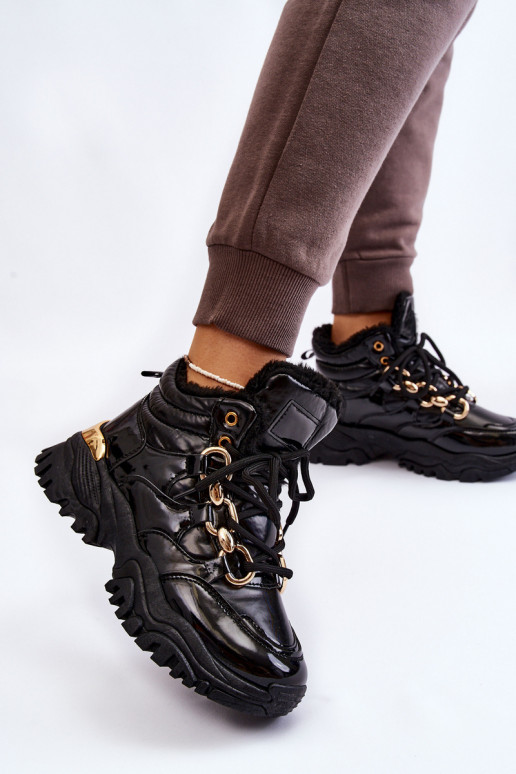  pašiltinti sportiniai bateliai batai su raišteliais Juodos spalvos Bastini