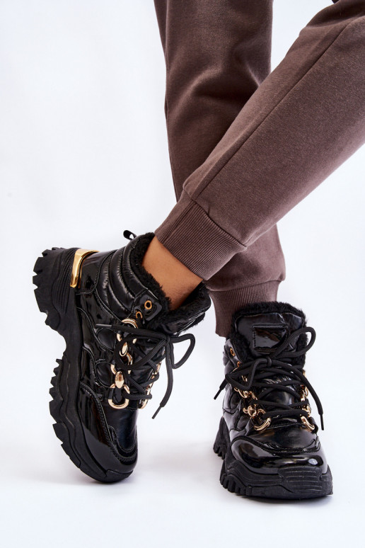  pašiltinti sportiniai bateliai batai su raišteliais Juodos spalvos Bastini