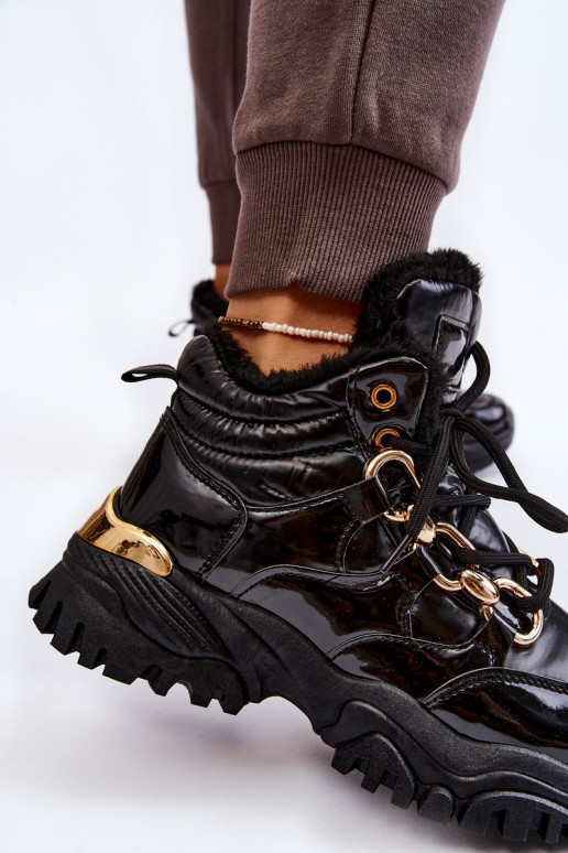  pašiltinti sportiniai bateliai batai su raišteliais Juodos spalvos Bastini