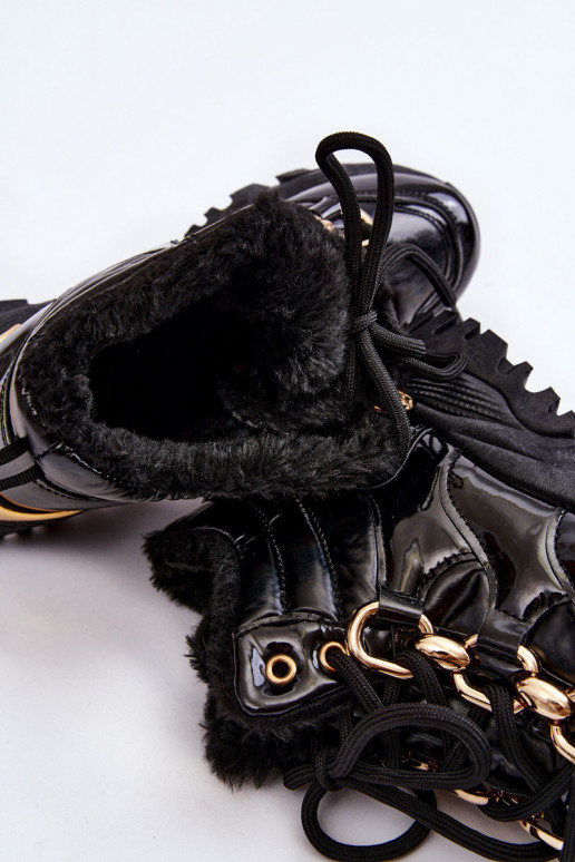  pašiltinti sportiniai bateliai batai su raišteliais Juodos spalvos Bastini