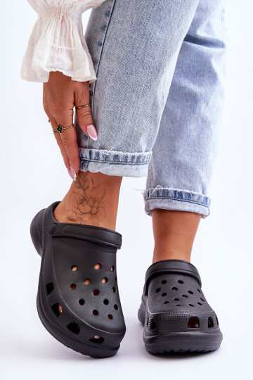 Lengvos šlepetės su madingais masyviais padais Juodos spalvos Katniss 2