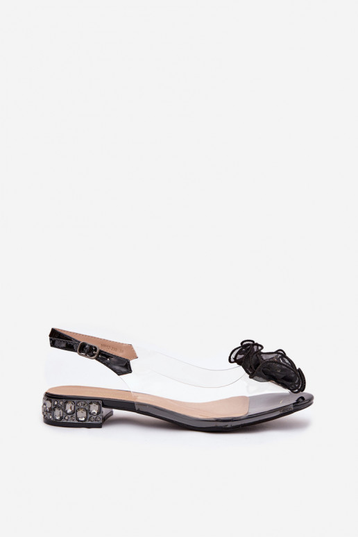  basutės žemu kulniuku su spindinčiomis akutėmis  D&A MR52-230 Juodos spalvos