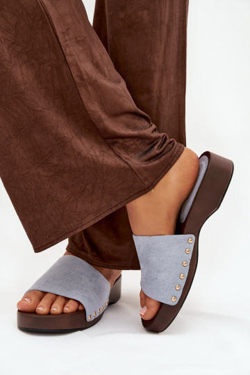 Moteriškos šlepetės Ze aukso spalvosmi  mėlynos spalvos Ferinna