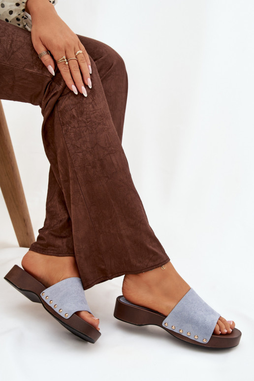 Moteriškos šlepetės Ze aukso spalvosmi  mėlynos spalvos Ferinna