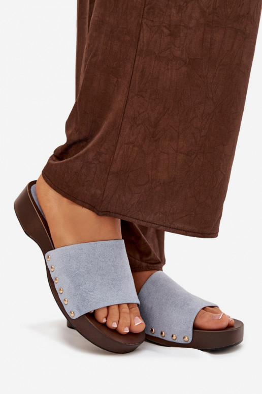 Moteriškos šlepetės Ze aukso spalvosmi  mėlynos spalvos Ferinna