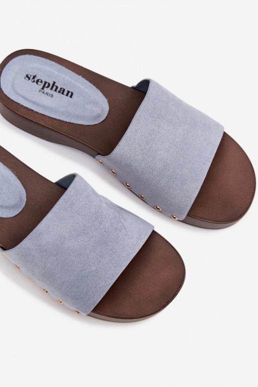 Moteriškos šlepetės Ze aukso spalvosmi  mėlynos spalvos Ferinna