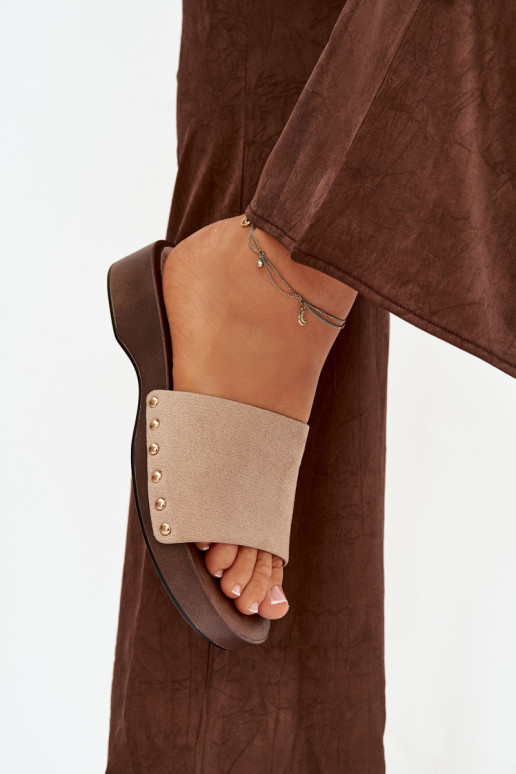 Moteriškos šlepetės Ze aukso spalvosmi  smėlio spalvos Ferinna