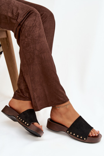 Moteriškos šlepetės Ze aukso spalvosmi  Juodos spalvos Ferinna 2