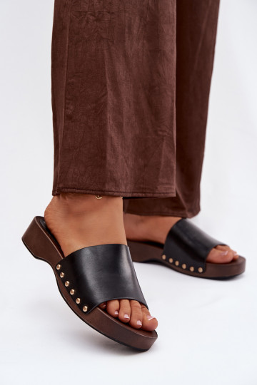 Moteriškos šlepetės Ze aukso spalvosmi  Juodos spalvos Terissa