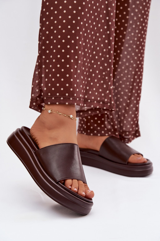 Moteriškos šlepetės su platforma Czekoladowe Tanelisse