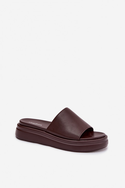 Moteriškos šlepetės su platforma Czekoladowe Tanelisse