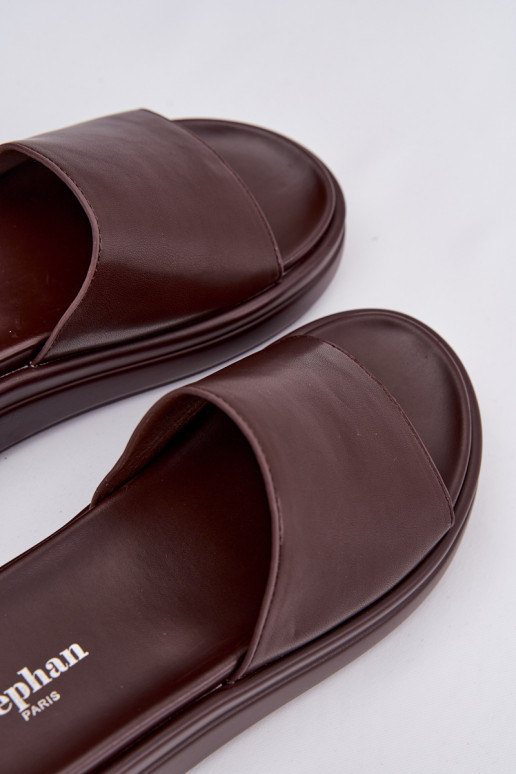 Moteriškos šlepetės su platforma Czekoladowe Tanelisse