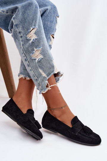 moteriški mokasinai lygiapadžiai su kutais Juodos spalvos Marilisse