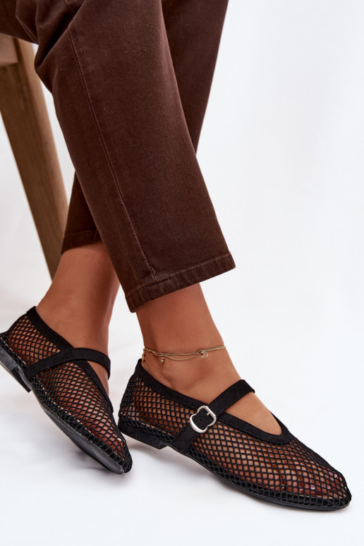  Balerinos su dirželiais Juodos spalvos Pherina