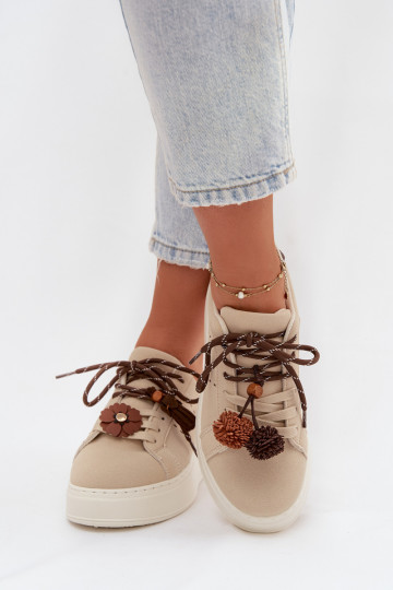  modelio batai  su platforma  Pomponami smėlio spalvos Corinna